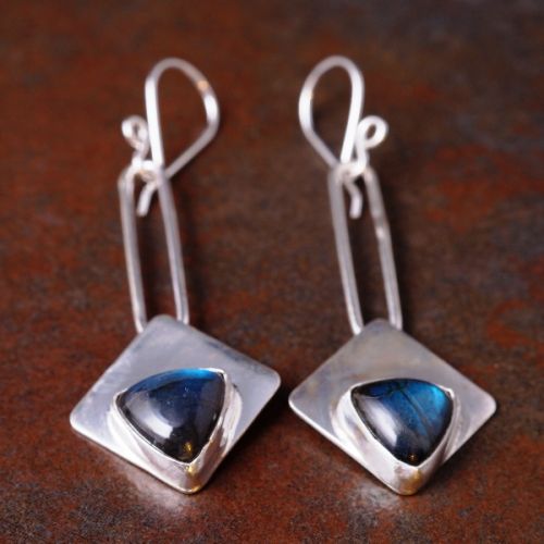 Handcrafted sterling silver bezel set labradorite dangle earrings December  prize giveaway